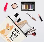 EXUQO Corgi Gifts for Corgi Lovers Makeup Bag,Cute Birthday Gifts for Corgis Mom,Just a Girl Who Loves Corgis Pouch,Dog Lovers Zipper Travel Cosmetic Bag,Dog Mother Gift