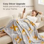 Bedsure Cute Dog Blanket for Kids as Birthday Gifts - Corgi Gifts for Corgi Lovers Girls Boys Women Teens, GentleSoft Cozy Home Decor Animal Pattern Blankets for Couch Sofa Bed Camping, Grey, 50x60