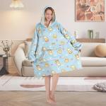 Wearable Blanket Hoodie for Adult,Oversized Sherpa Fleece Blanket Hoodie for Women Men,Corgi