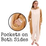 COSUSKET Snug Fit Unisex Adult Onesie Pajamas, Animal Flannel Cosplay Corgi One Piece Halloween Costume Sleepwear Homewear
