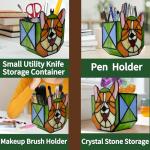 Entlityful Corgi Planter - Cute Stained Glass Dog Flower Pots, Plant Pot with Drainage, Succulent Planters, Corgi Gifts, Christmas Decorations