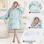 Wearable Blanket Hoodie for Adult,Oversized Sherpa Fleece Blanket Hoodie for Women Men,Corgi