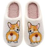 Wang Damai Corgi Dog Slippers for Women Men Cozy Fluffy Plush Animals Cute Cartoon House Slippers Corgi 42-43