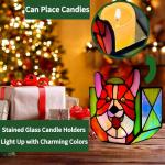 Entlityful Corgi Planter - Cute Stained Glass Dog Flower Pots, Plant Pot with Drainage, Succulent Planters, Corgi Gifts, Christmas Decorations