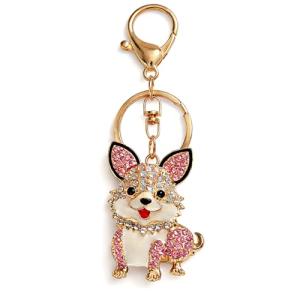 Kccsnio Sparkly Corgi Puppy Keychain for Women & Girls, Cute Dog Charm for Backpacks and Purses, A thoughtful gift for Corgi lovers - Pink