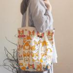DOOX Corgi Tote Bag, Corgi Gifts for Lovers, Canvas Reusable Shopping Bag Gift Bag Birthday Christmas for Women