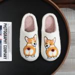 Wang Damai Corgi Dog Slippers for Women Men Cozy Fluffy Plush Animals Cute Cartoon House Slippers Corgi 42-43