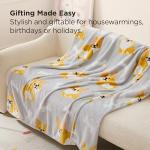 Bedsure Cute Dog Blanket for Kids as Birthday Gifts - Corgi Gifts for Corgi Lovers Girls Boys Women Teens, GentleSoft Cozy Home Decor Animal Pattern Blankets for Couch Sofa Bed Camping, Grey, 50x60