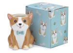 Burton Corgi Coffee Mug with Gift Box, Brown Porcelain Ceramic Cup with Handle, 10 oz Capacity