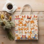 DOOX Corgi Tote Bag, Corgi Gifts for Lovers, Canvas Reusable Shopping Bag Gift Bag Birthday Christmas for Women