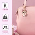 Kccsnio Sparkly Corgi Puppy Keychain for Women & Girls, Cute Dog Charm for Backpacks and Purses, A thoughtful gift for Corgi lovers - Pink