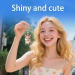 Kccsnio Sparkly Corgi Puppy Keychain for Women & Girls, Cute Dog Charm for Backpacks and Purses, A thoughtful gift for Corgi lovers - Pink