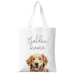 ZYQFN Golden Mama Canvas Tote Bag for Women, Dogs Lover Gift for Dog Mom, Birthday Christmas Cute Golden Retriever Gifts For Women, Tote Bag for Work College Travel. (028)