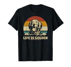 Golden Retriever Dog Life is Golden Retro Vintage T-Shirt Small