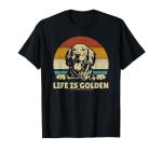 Golden Retriever Dog Life is Golden Retro Vintage T-Shirt Small