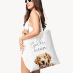 ZYQFN Golden Mama Canvas Tote Bag for Women, Dogs Lover Gift for Dog Mom, Birthday Christmas Cute Golden Retriever Gifts For Women, Tote Bag for Work College Travel. (028)