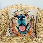 Redland Art Golden Retriever Throw Pillow Cover 18x18 Inch,Gifts for Dog Lovers Women, Unique Home Decor Gifts for Dog Owners & Art Lovers