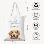 ZYQFN Golden Mama Canvas Tote Bag for Women, Dogs Lover Gift for Dog Mom, Birthday Christmas Cute Golden Retriever Gifts For Women, Tote Bag for Work College Travel. (028)