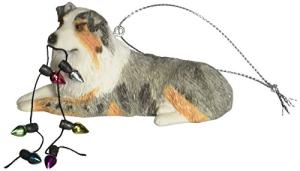 Blue Merle Shepherd Holiday Lights Ornament