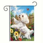 Colorful Weather-Resistant Maltese Dog Garden Flag