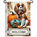 Thanksgiving Cavalier King Charles Spaniel Garden Flag