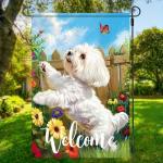 Colorful Weather-Resistant Maltese Dog Garden Flag