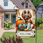 Thanksgiving Cavalier King Charles Spaniel Garden Flag