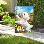 Colorful Weather-Resistant Maltese Dog Garden Flag