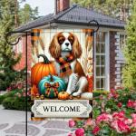 Thanksgiving Cavalier King Charles Spaniel Garden Flag