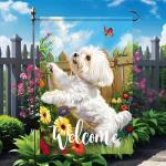 Colorful Weather-Resistant Maltese Dog Garden Flag
