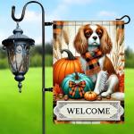 Thanksgiving Cavalier King Charles Spaniel Garden Flag