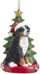 Bernese Mountain Dog Christmas Ornament with Santa Hat
