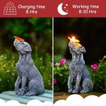 Solar Dog Statue with Butterfly for Garden Decor