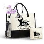 Chihuahua Dog Mom Canvas Tote Bag