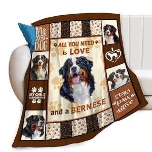 Cozy Bernese Mountain Dog Print Throw Blanket