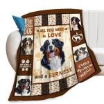 Cozy Bernese Mountain Dog Print Throw Blanket