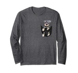 Schnauzer Puppy Pocket Long Sleeve T-Shirt