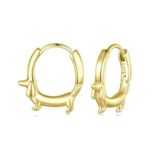 Dachshund Hoop Earrings in Gold Plated Silver