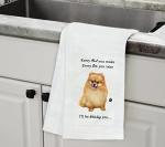 Pomeranian Dog Kitchen Towel - Off-White