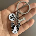 Boston Terrier Dog Keychain Bag Charm