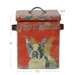 Vintage Tin Dog Treat Canister - Boston Terrier Design