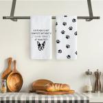 Funny Boston Terrier Paw Kitchen Towels Set of 2