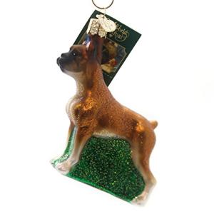 Boxer Dog Glass Blown Christmas Ornament