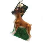 Boxer Dog Glass Blown Christmas Ornament