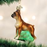 Boxer Dog Glass Blown Christmas Ornament
