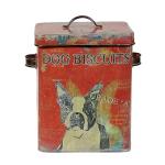 Vintage Tin Dog Treat Canister - Boston Terrier Design