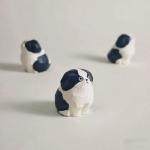 Hand-Carved Wooden Border Collie Figurine 1.4