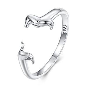Sterling Silver Dachshund Adjustable Puppy Ring