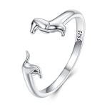 Sterling Silver Dachshund Adjustable Puppy Ring