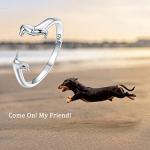 Sterling Silver Dachshund Adjustable Puppy Ring